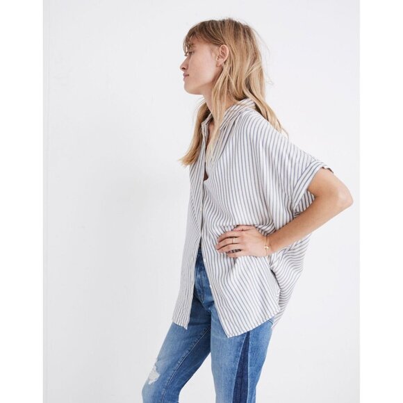 MADEWELL Central Dalton Stripe Lyocell Twill Oversized Shirt Top, Size XXL - Picture 2 of 15